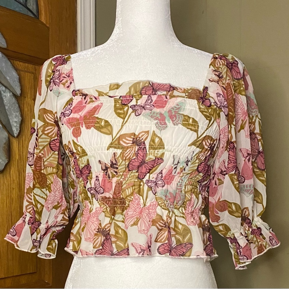 Indulge Boutique Butterfly Print Top